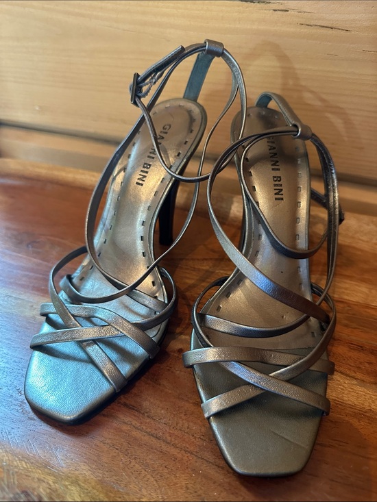 Gianni Bini Shoes - Gianni Bini Metallic Pewter Strappy High-Heel Sandals